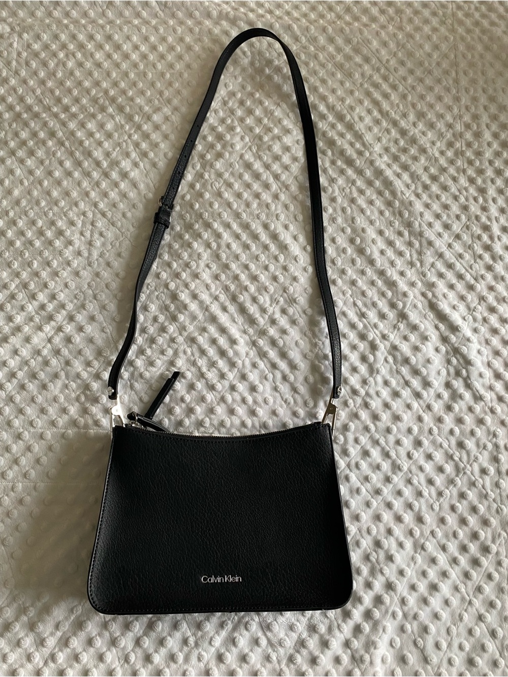 Calvin Klein Black Pebbled Crossbody Bag with Adjustable Strap
